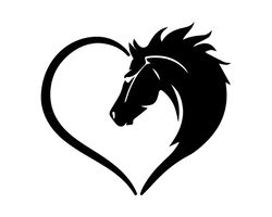 Horse Svg, Horse Love Svg, Heart Horse Svg, Animal Love Svg, Cute Svg, Instant Svg, Silhouette Svg