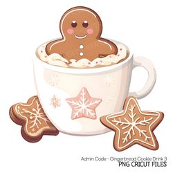 Christmas Hot Chocolate and Gingerbread Cookies PNG | Cute ClipArt Adorable Drink Kawaii Dessert Food Warm Cozy Mug Star
