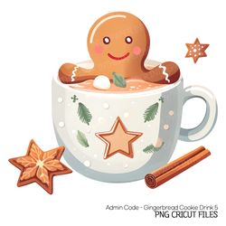 Christmas Hot Chocolate and Gingerbread Cookies PNG | Cute ClipArt Adorable Cinnamon Drink Kawaii Dessert Food Warm Cozy