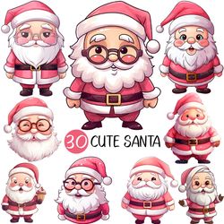 Cute dwarf Santa PNG | Christmas Clip Art Pink Adorable Fat Fat Bubble Cup Cake Gift Box Baby Illustration design Kawaii