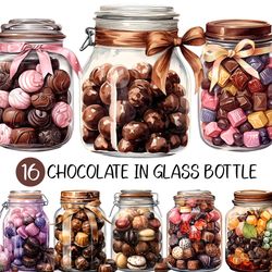 Chocolate in a glass bottle PNG |  Valentine's Day Dessert Sweets Treats Heart Pink Ribbon Love Gift Cute Adorable Cacao