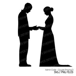 Praying Couple SVG | Valentine's Day PNG Woman Man Hands Divine christian Feminine Masculine Black White Silhouette Love