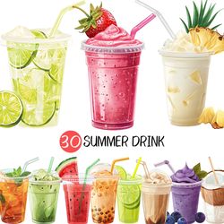 Summer drink PNG | Fruit Smoothie Juice Clipart Coffee Bubble Milk Tea Lemon ade Strawberry Pina Colada Coconut Ice Tea