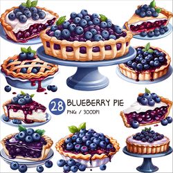 Blueberry Pie PNG | fruit dessert clipart sweet bakery bake bread cookie pastry piece cake tray half cute food illust