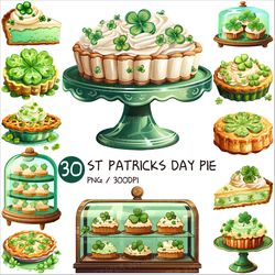 St. Patrick's Day Pie PNG | Clover Clip art Dessert Piece Cake Tray Glass Display case Sweet Illustration Food Recipe
