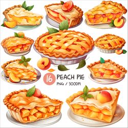 Peach Pie PNG | Fruit Tart Dessert Clip art Piece Cake Tray Glass Display case Sweet Illustration Food Recipe Herb Leaf