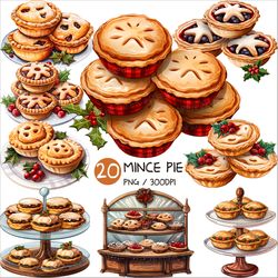 Mince Pie PNG | Christmas Dessert Clip art British Tart Pastry Cake Tray Glass Display case Sweet Illust Baking Recipe