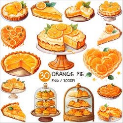Orange Pie PNG | Fruit Dessert Citrus Tangerine Clipart Piece Heart Tray Sweet Glass display showcase illust Recipe Cute