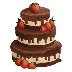 Chocolate Strawberry 3 Tiered Cake | SVG PNG Cute Clip art Syrup Drizzle Cream Eat Food Snack Treat Brown Bakery Pastry