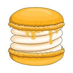 Yellow macaron with honey flowing and cream sanding | SVG PNG Dessert Treat Sweets Clip art Eat