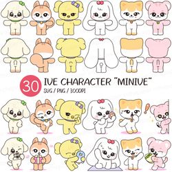 IVE Character Minive | SVG PNG Clipart K-pop Dive Korean Girl Group Idol Ganganji Dale Naori Cherry Cheez Erange Wonyoun
