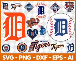 Detroit Tigers MLB svg Cut Files Baseball Clipart Bundle