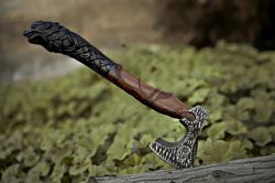 VIKING WEDDING GIFT - Custom Handmade Carbon Steel Axe Comes with Leather Sheath, Hand Forged Viking Axe, Wolf Gifts for