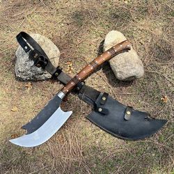 Custom Handmade Carbon Steel Blade Long Haft Viking Axe | Hunting Axe Camping