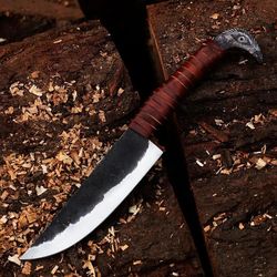 Odin's Raven Viking Knife 10.5" - Hand Forged 5.5" Carbon Steel Bladecoll