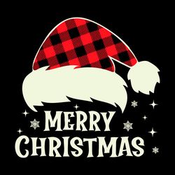 merry christmas svg, merry christmas santa hat buffalo plaid svg, christmas quote svg, santa hat buf