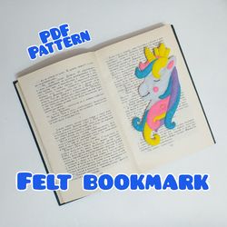 Unicorn pattern felt Felt unicorn Diy unicorn pattern Bookmark pattern for the Unicorn book Unicorn ornament PDF pattern