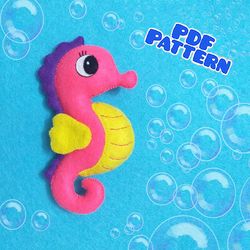Felt seahorse pattern PDF Pattern Felt Sea Creatures Nautical pattern Pattern felt Felt sea animals pattern
