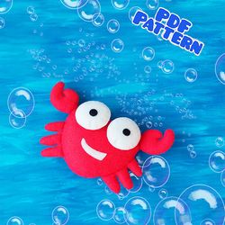 Felt crab pattern PDF Pattern Felt Sea Creatures Nautical pattern Felt ornament Pattern Felt Felt toy pattern PDF