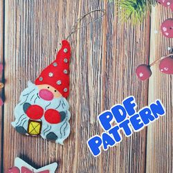 Felt christmas gnome pattern Gnome ornament pattern PDF Christmas cricut projects Felt ornaments diy Christmas decor PDF