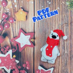 Felt Christmas bear pattern Felt bear pattern PDF Christmas toy pattern DIY felt pattern Holiday decor Bear ornament