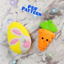 Felt easter decor Easter pattern Easter egg pattern Easter ornament Easter bunny Felt carrot pattern Felt pattern