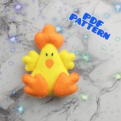 Felt easter chick pattern Chicken toy pattern PDF Easter table decor Chicken ornament Baby mobile felt Felt pattern diy