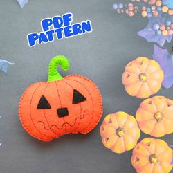 Felt pumpkin pattern halloween decor ornament PDF diy halloween pattern pumpkin ornament felt pumpkin diy