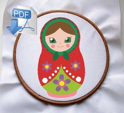 Matryoshka cross stitch pattern Cross stitch pattern PDF Russian doll cross stitch pattern Instant Download PDF