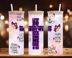 I Can Do All Things Through Christ / Digital Art/ Ai Image - 25 oz Glass-Can Tumbler Wrap - Sublimation Design
