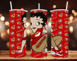 20 oz Skinny Tumbler Wrap -Betty Boop 49ERS - Sublimation Design - PNG file