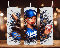 L.A. Dodgers Girl- 20 oz Skinny Tumbler Wrap - Sublimation Design - PNG file