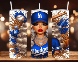 Cute L.A.Dodgers Girl- 20 oz Skinny Tumbler Wrap - Sublimation Design - PNG file