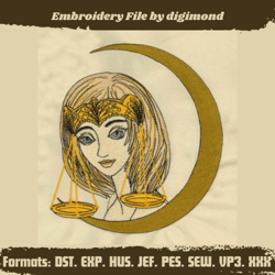 Zodiac sign Libra embroidery design - 4 sizes Instant Download Machine Embroidery Design Files, embroidery