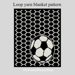 Football Themed Loop yarn Finger knitted blanket pattern PDF