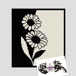 Loop yarn Finger knitted Chamomile flowers blanket pattern PDF Download