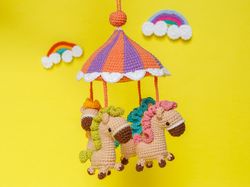 Merry Go Round Baby Mobile Crochet Pattern, Crochet (Crochet Doll Pattern/Amigurumi Pattern for Baby gift)