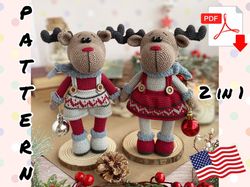 Crochet Pattern Doll Christmas Reindeer. Amigurumi pattern Christmas Reindeer. TUTORIAL Doll Christmas Reindeer in Eng
