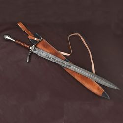 Custom Handmade Damascus Sword 37" Damascus Steel Medival Viking Sword