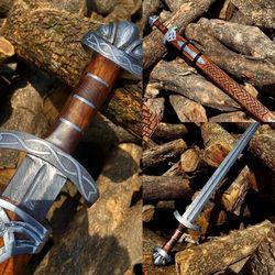 Custom Hand Forged Damascus Steel Viking Sword Sharp, Battle Ready Sword Aq98