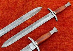 HISTORICAL Medieval VIKING SWORD 28" HANDMADE DAMASCUS STEEL W/ ROSE WOOD HANDLE