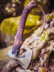 hand forged custom carbon steel viking axe camping axe throwing axe