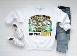 Pittsburgh Baseball Best Of The East Cartoon 90s Vintage White Sweatshirt, Pittsburgh Baseball Team Shirt, American Base