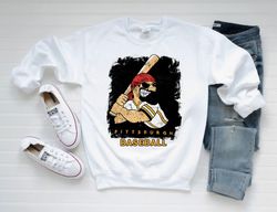 Vintage Pittsburgh Baseball Funny Mascot 90s White Sweatshirt, Pittsburgh Baseball Team Retro Shirt, Baseball Retro Swea