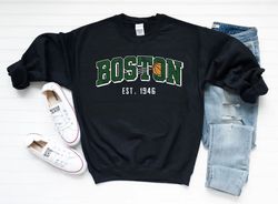 Vintage Boston Basketball Team EST 1946 Retro Black Sweatshirt, Boston Basketball Retro Shirt, Boston Sports Shirt, Bask