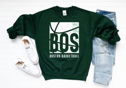 Vintage Boston Basketball Team Retro Forest Green Sweatshirt, Boston Basketball Retro Shirt, Boston Sports Shirt, Basket