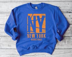Vintage New York Basketball Team Retro Royal Sweatshirt, New York Basketball Retro Shirt, NYC Shirt, Basketball Sweatshi
