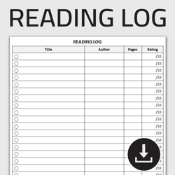 Printable Reading Log, Book Reading Tracker, Reading Sheet, Books Reading Journal, Editable Template