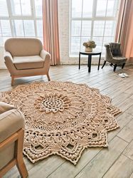Crochet rug text description of each row in English, video tutorial LaceAnastasia. Home decor. Area rug or doily