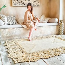 Crochet square rug tutorial. Text description of each row in English and video tutorial (Russian language) Home decor